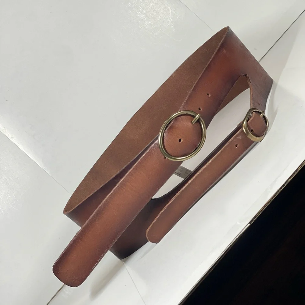 FREE PEOPLE Wide Leather Belt Size S-M - Picture 4 of 8